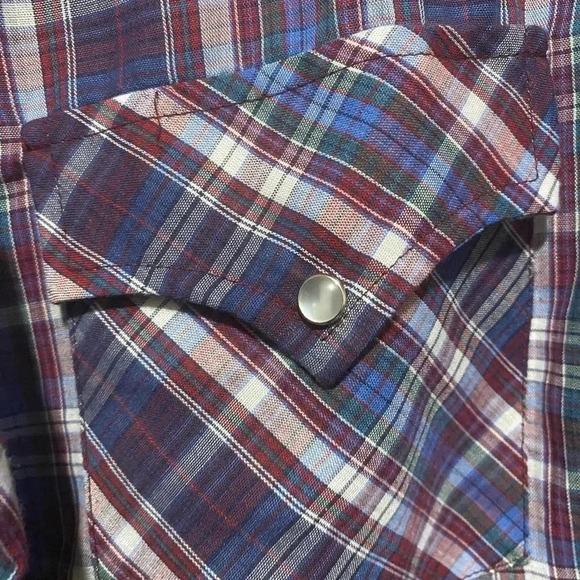 WESTERN button down 16/35 plaid with pearlescent buttons - Picture 2 of 9